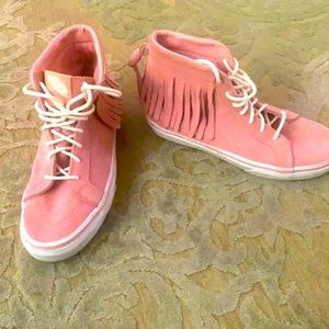 Pink vans with fringe  size 3 light pink